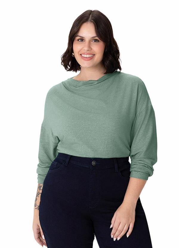 Blusa Ampla em Malha Térmica Plus Verde Turquesa