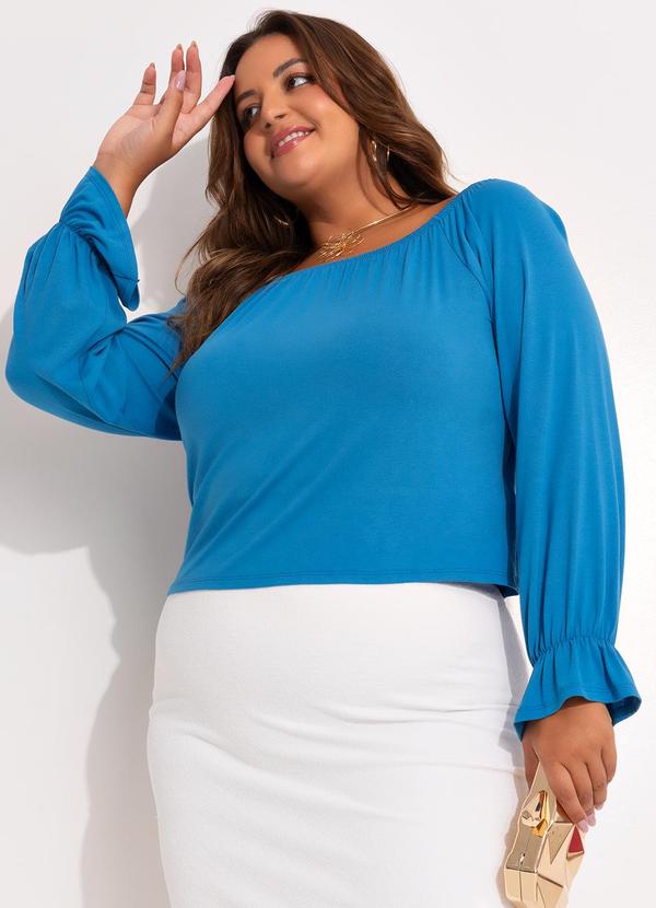 Blusa Azul em Malha de Viscose