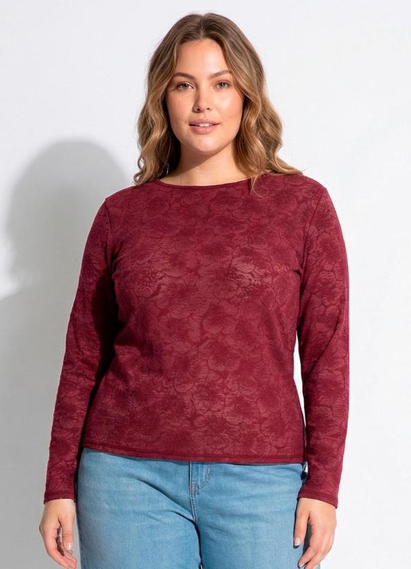 Blusa Bordô Tule Floral