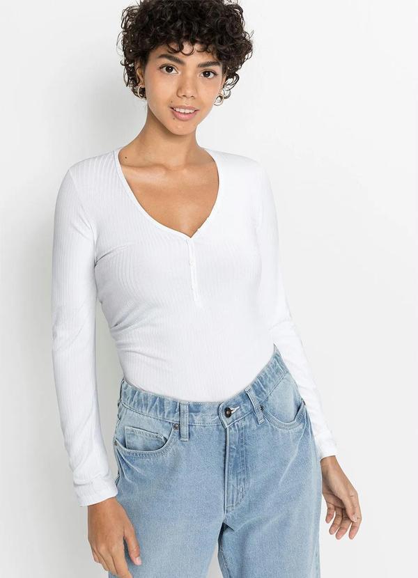 Blusa Branca em Canelado