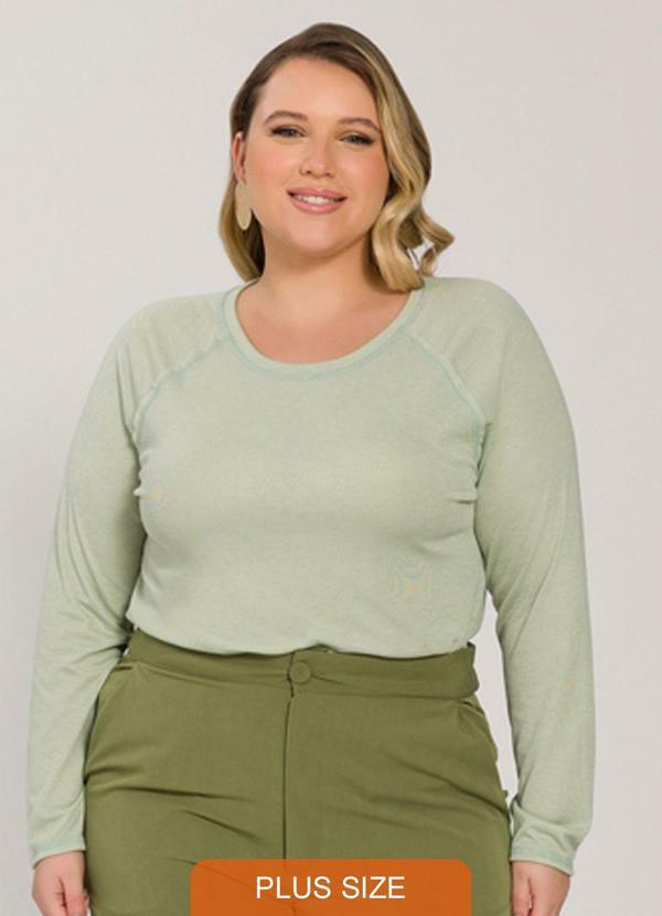 Blusa Canelada de Manga Longa Verde
