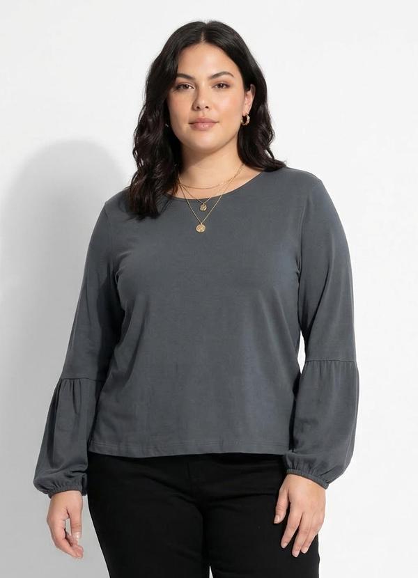 Blusa Cinza em Malha de Algodão