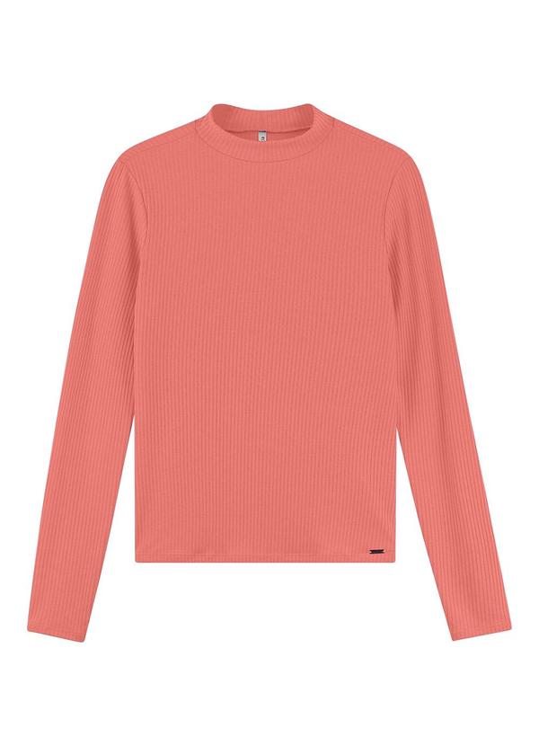 Blusa Feminina Básica Longa Canelada Laranja