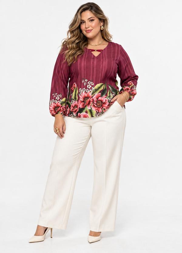 Blusa Feminina Estampa de Flores Rosa