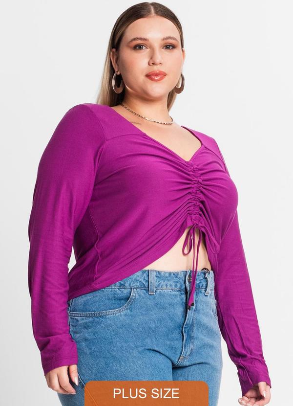 Blusa Feminina Manga Longa em Viscose Roxo