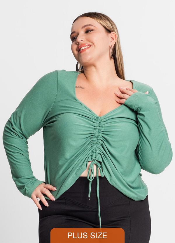 Blusa Feminina Manga Longa em Viscose Verde