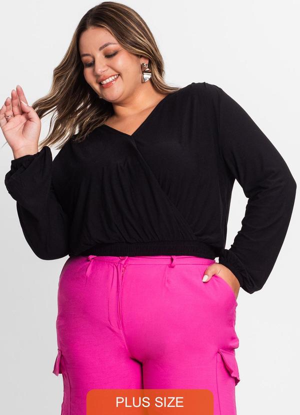 Blusa Feminina Plus Size em Viscose Preto
