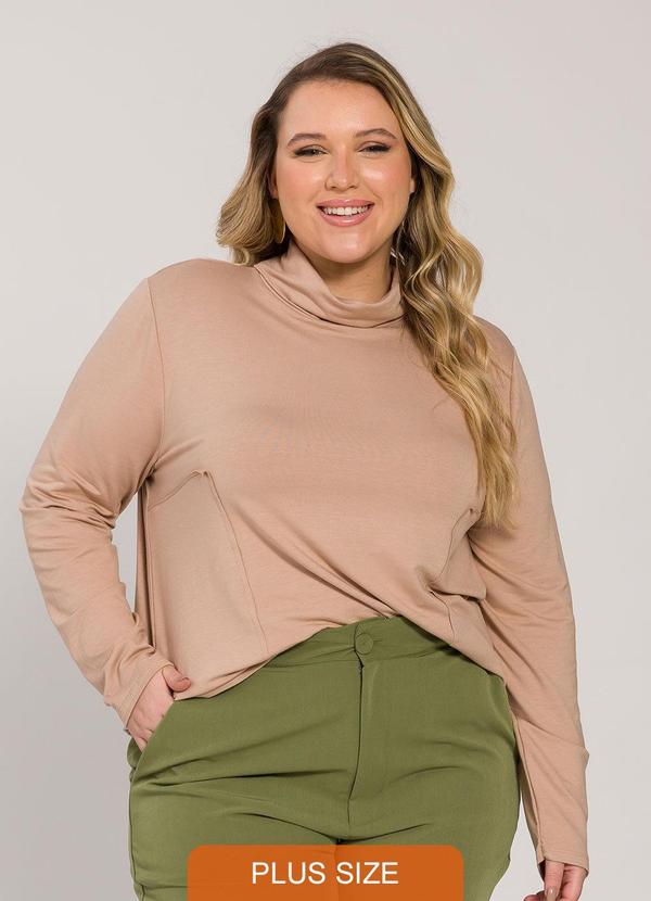 Blusa Gola Alta de Manga Longa Marrom