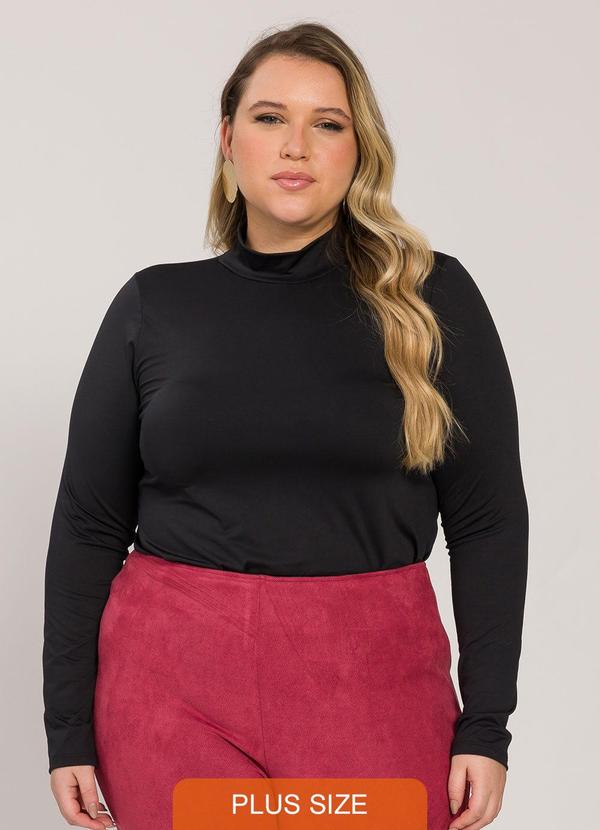 Blusa Gola Alta de Manga Longa Preta