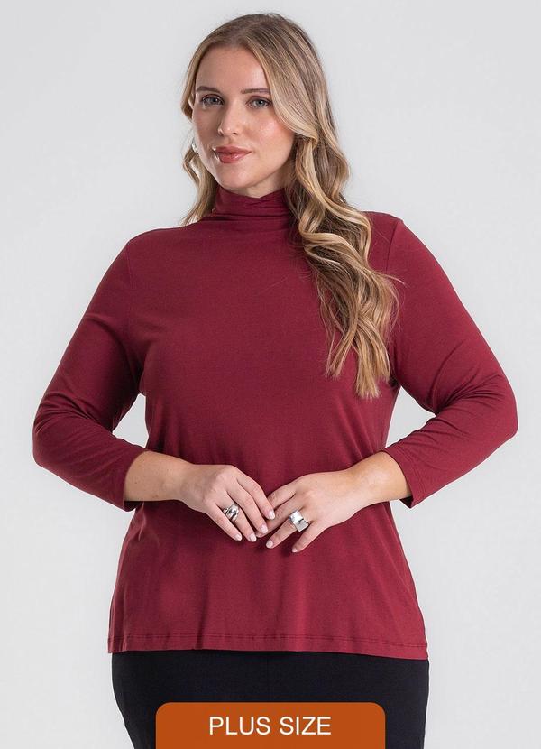 Blusa Manga 7/8 Viscotorcion Plus Size Vermelho