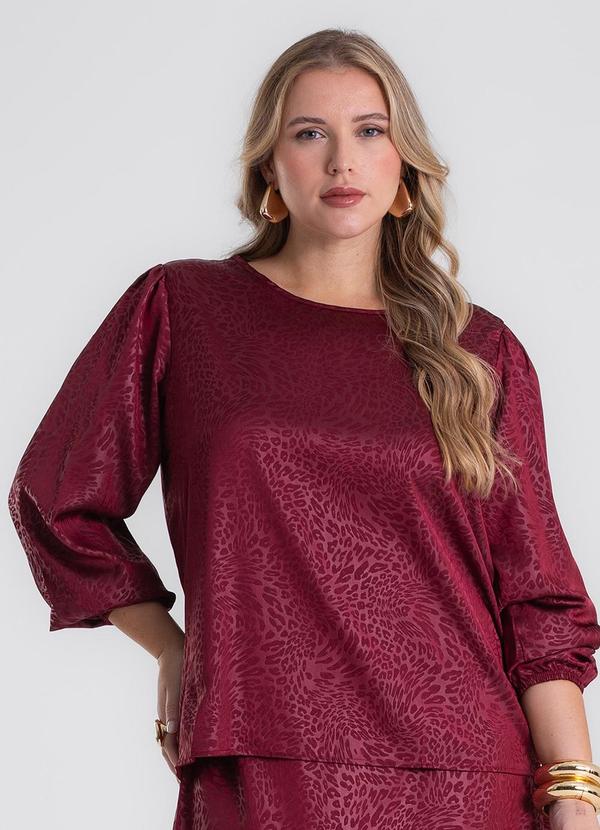 Blusa Manga Bufante Plus Size Vermelho