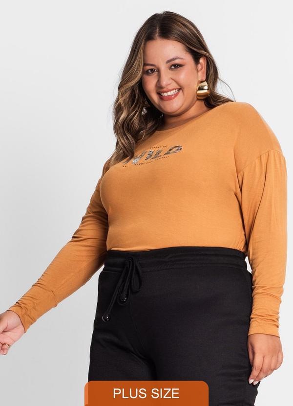 Blusa Manga Longa Feminina Plus Size Marrom