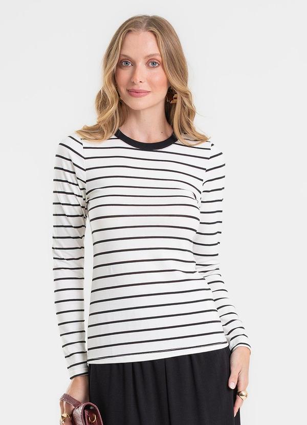 Blusa Manga Longa Listrada Plus Bege