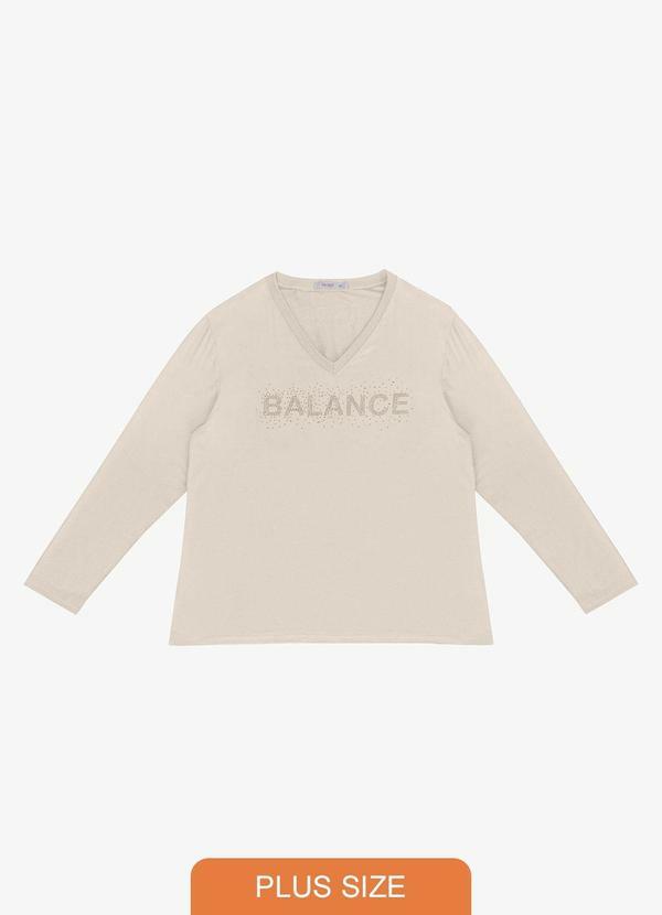 Blusa Manga Longa Plus Size Bege