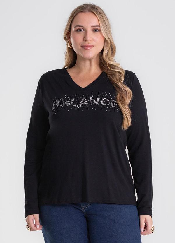 Blusa Manga Longa Plus Size Preto