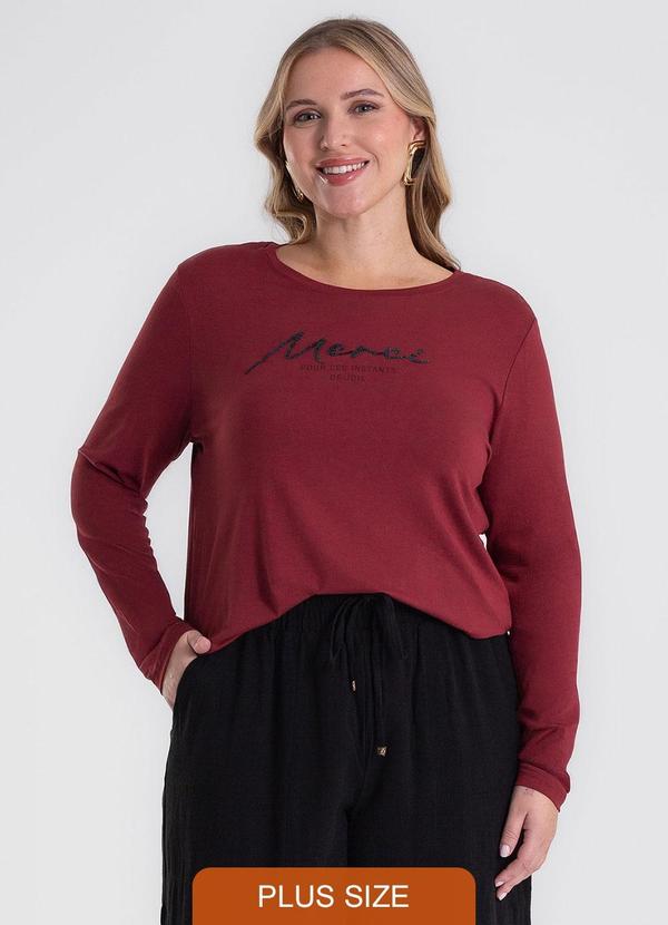 Blusa Manga Longa Plus Size Vermelho