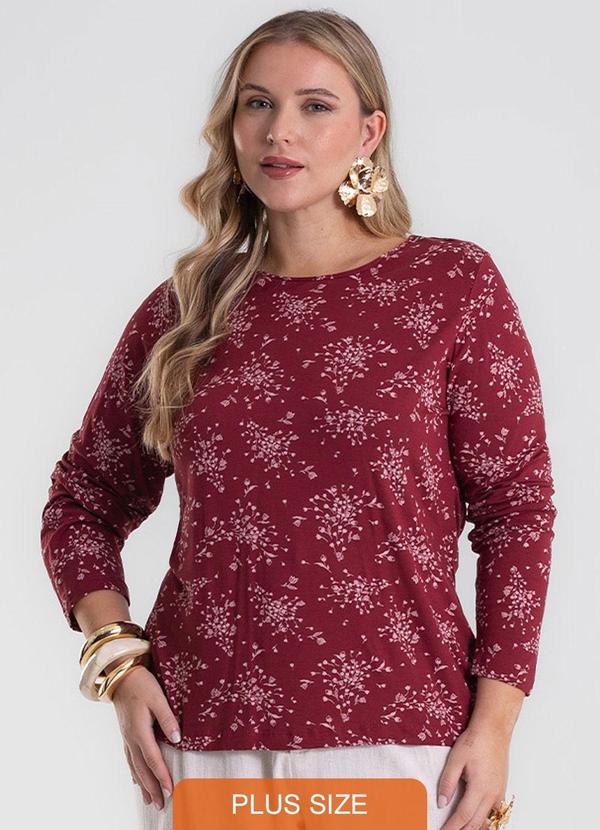 Blusa Manga Longa Plus Size Vermelho