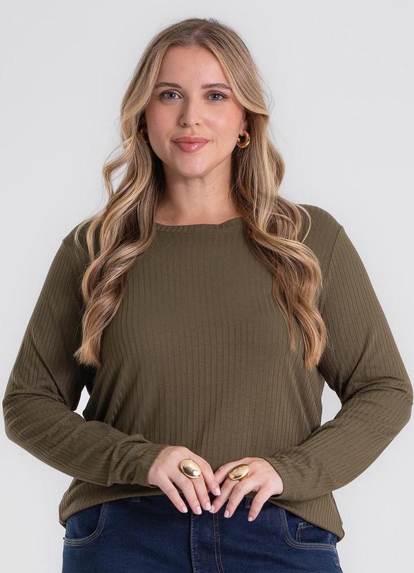 Blusa Manga Longa Ribana Verde Escuro