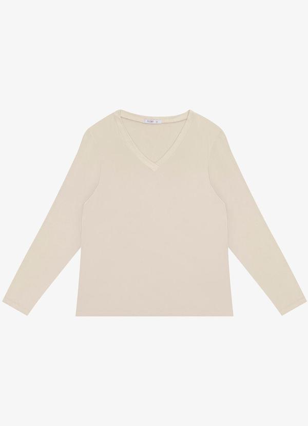 Blusa Manga Longa Visco Tricot Bege