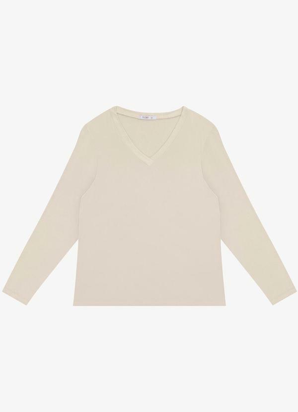 Blusa Manga Longa Visco Tricot Bege