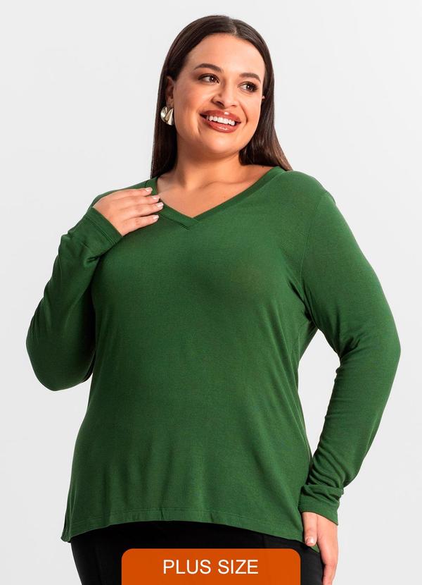 Blusa Manga Longa Visco Tricot Verde