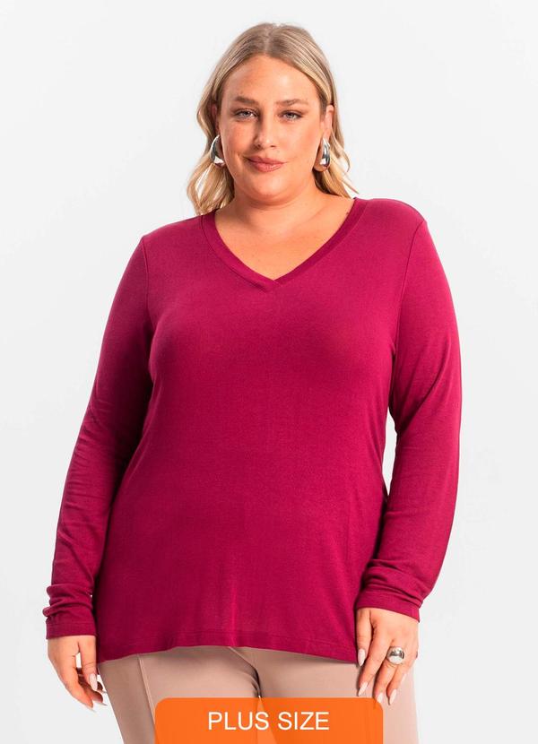 Blusa Manga Longa Visco Tricot Vermelho