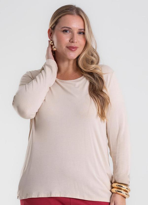 Blusa Manga Longa Viscotorcion Bege
