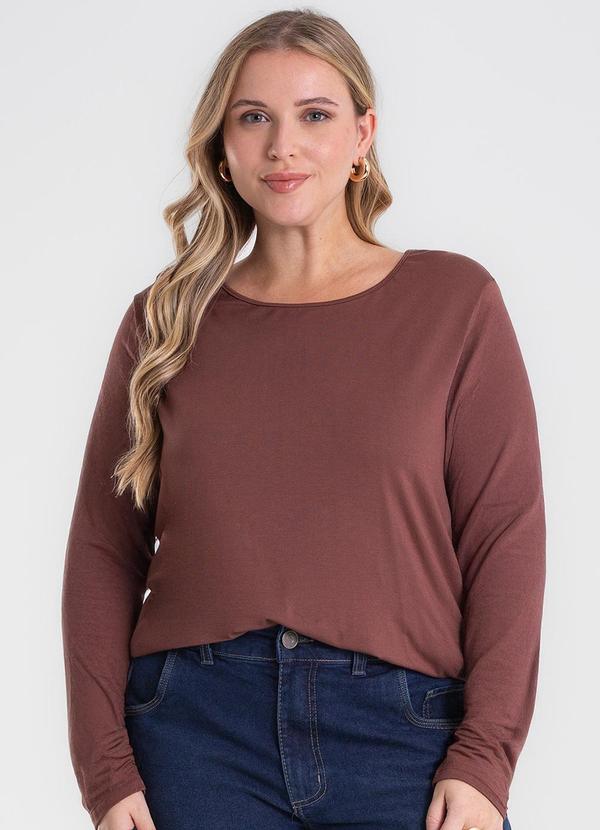 Blusa Manga Longa Viscotorcion Marrom