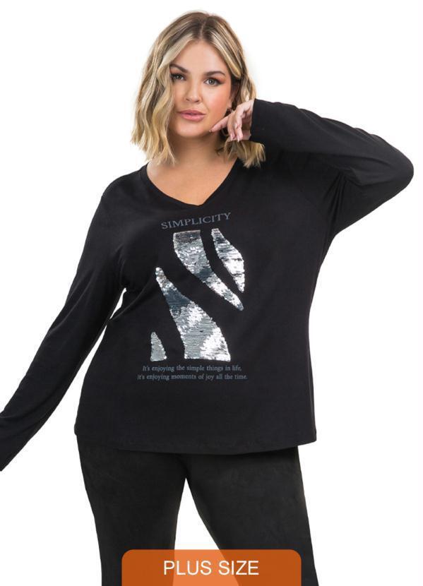 Blusa Manga Longa Viscotorcion Preto
