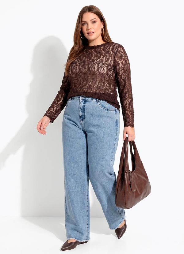 Blusa Marrom em Renda