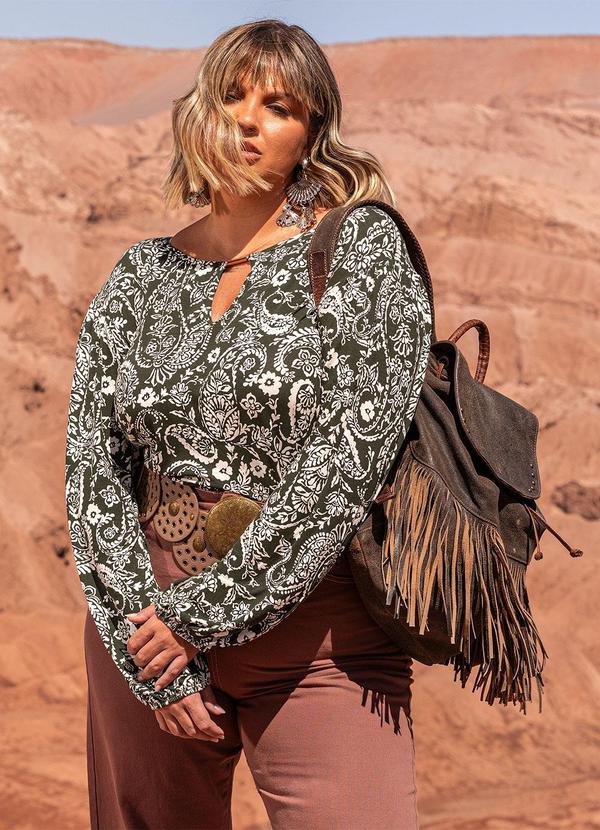 Blusa Paisley em Malha de Viscose