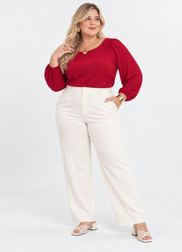 Blusa Plus Size Manga Longa Vermelho