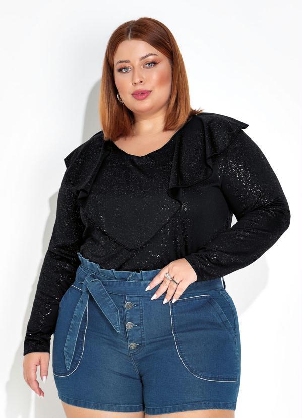 Blusa Preta com Brilho Plus Size