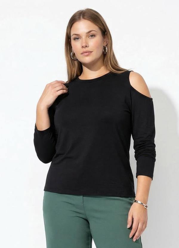 Blusa Preta em Malha Suede
