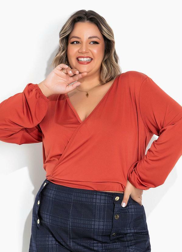 Blusa Terracota Transpassada Plus Size