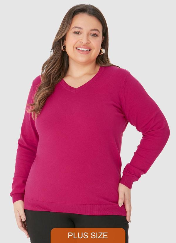 Blusão em Tricô Plus Rosa Escuro