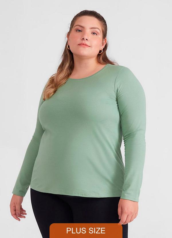 Camiseta Babylook Manga Longa Gola C Plus Verde