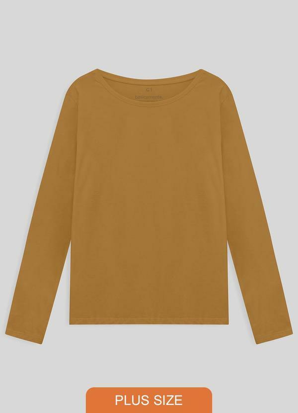 Vista 2 Camiseta Básica Manga Longa Plus Feminina Basicamente Basicamente