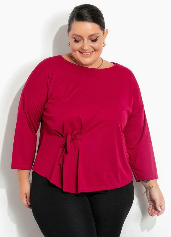 Blusa Púrpura com Amarração na Frente Plus Size
