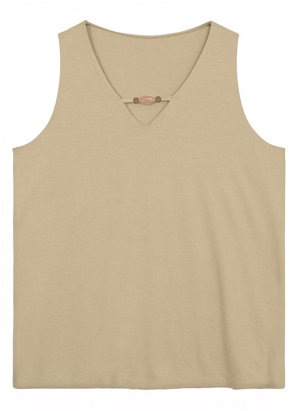 Blusa Ampla em Crepe com Pingentes Areia