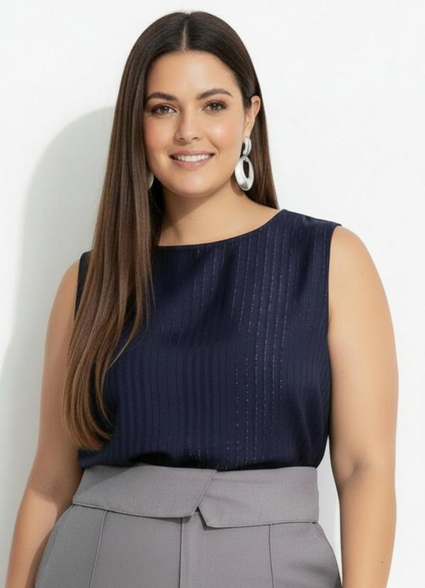 Blusa Azul Marinho em Chiffon