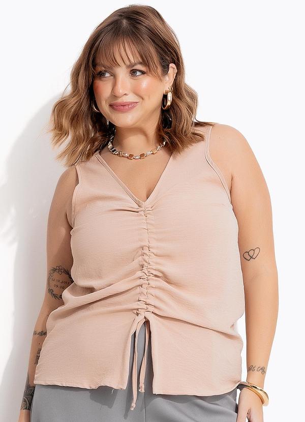 Blusa Bege Claro em Crepe Plano