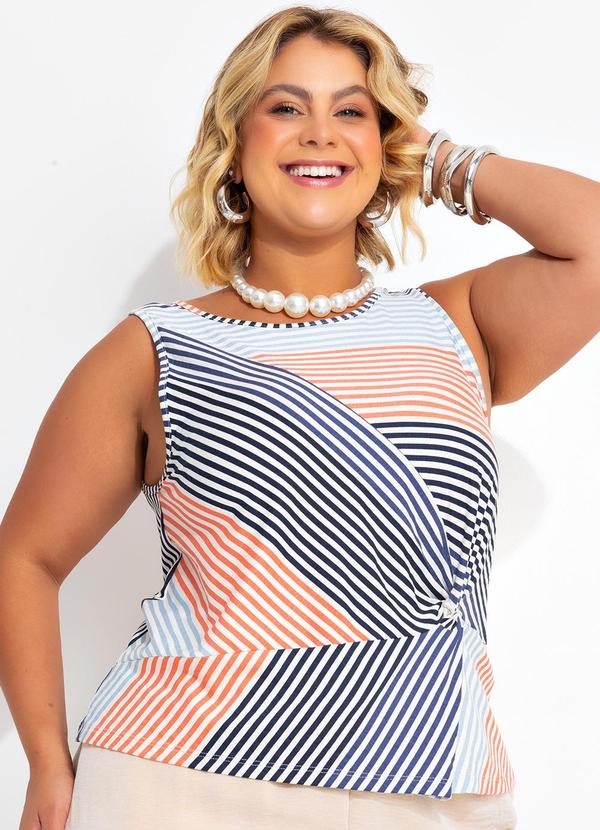 Blusa Listrada Colorida em Malha de Viscose