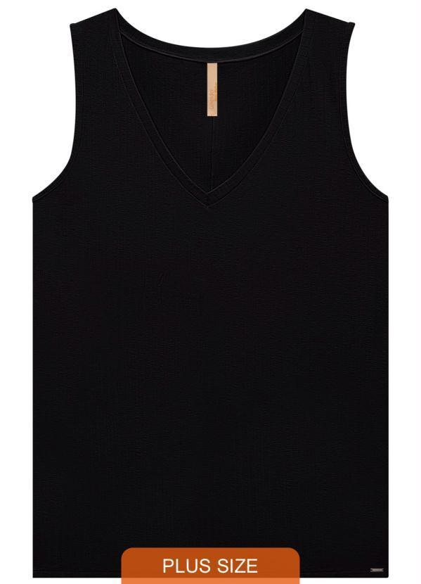 Vista 2 Blusa Malha Canelado Tracy Preto Lunender Mais Mulher Lunender Mais Mulher