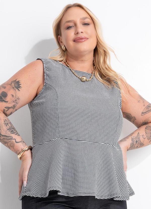 Blusa Pied de Poule em Malha Texturizada