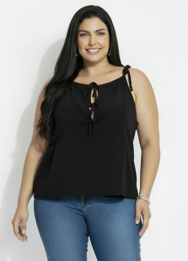 Blusa Preto em Crepe Plano