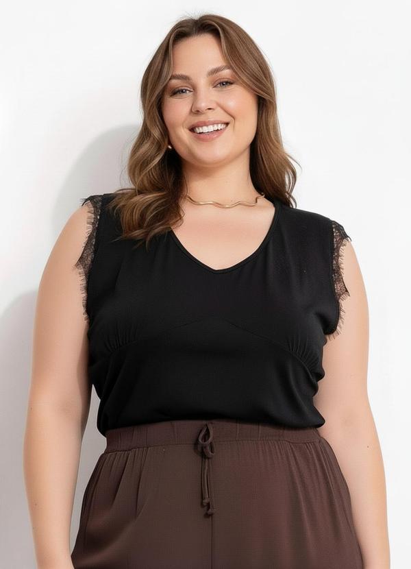 Blusa Preto em Malha de Viscose