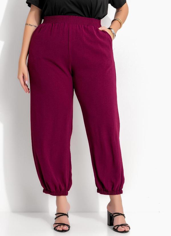 Calça Aladim Vinho em Tecido Plano Leve