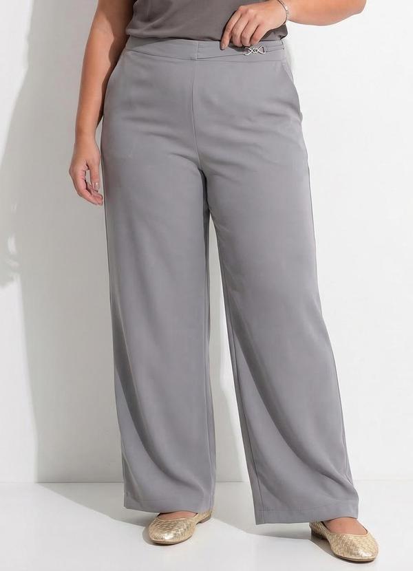 Calça Cinza em Crepe Plano