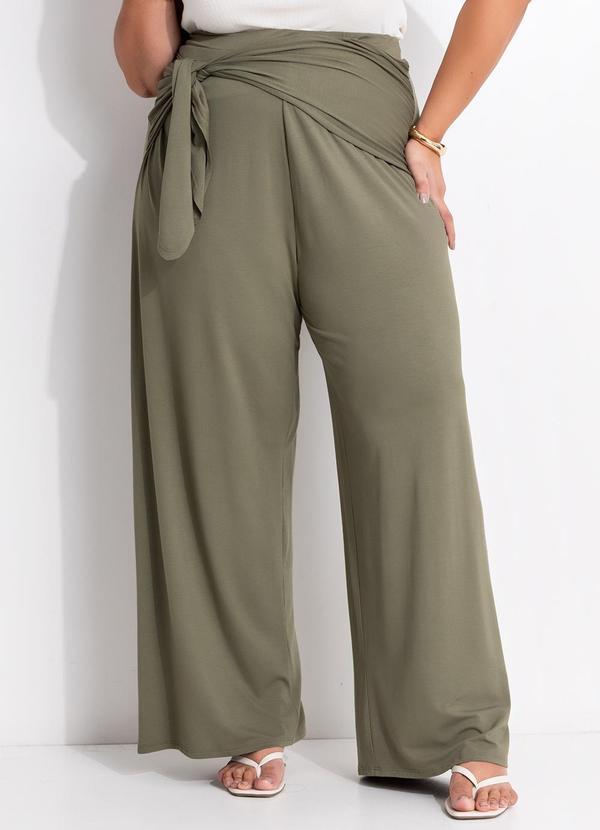 Calça Verde Oliva em Malha de Viscose
